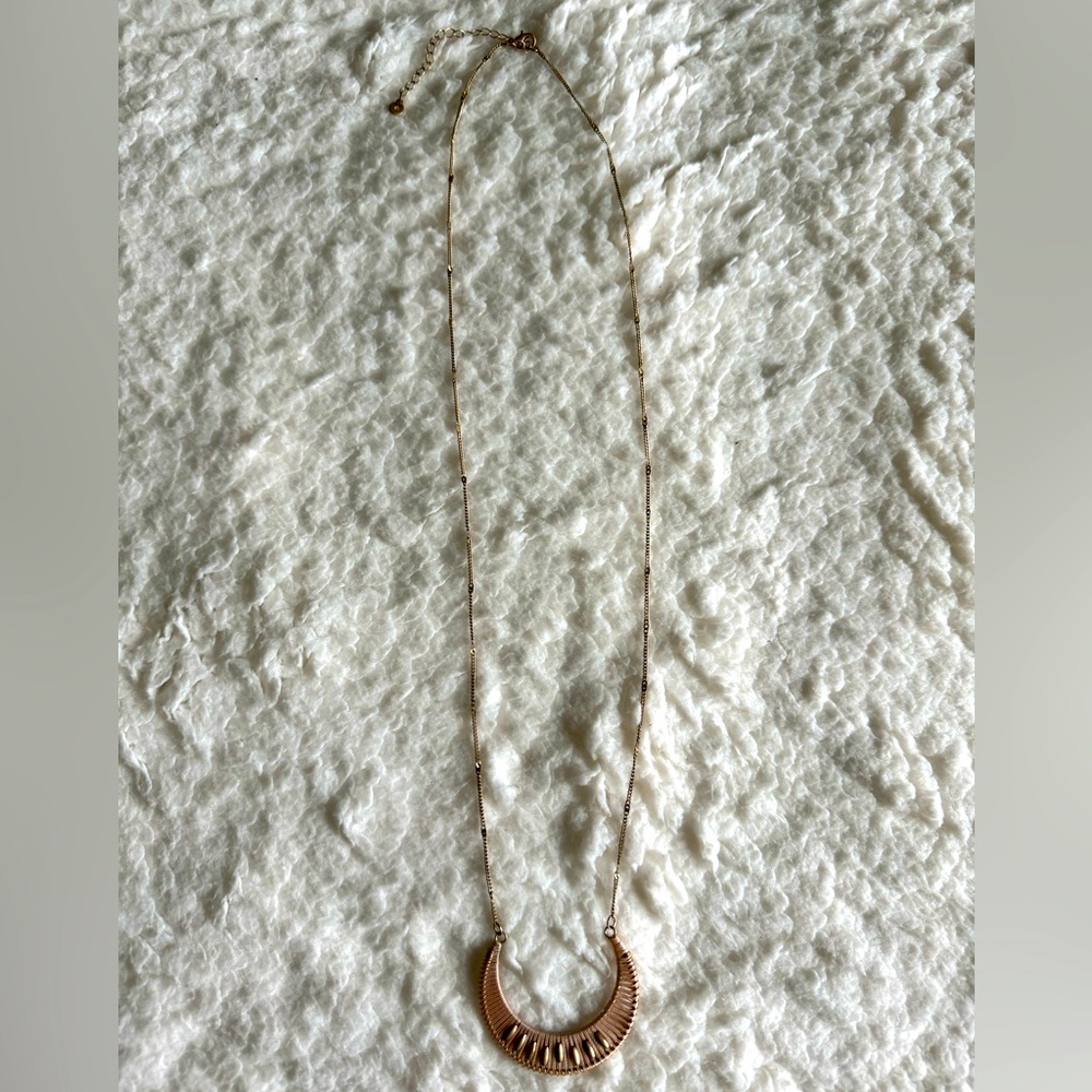 Crescent moon long necklace